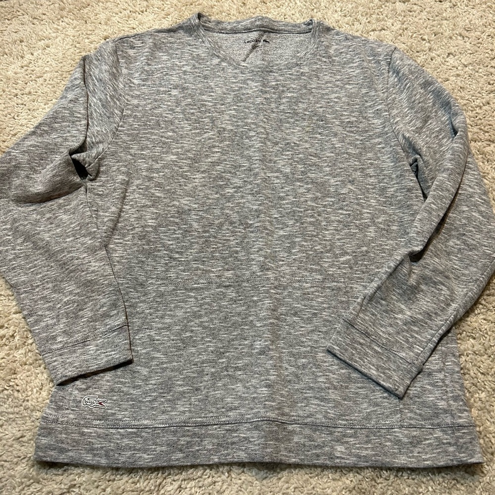 Lacoste Men’s Crew Neck Shirt Marled Grey Casual Basic Size Large